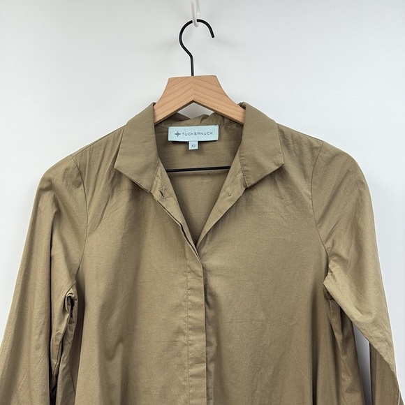 Tuckernuck Charlie Stand Collar Relaxed Button Down Relaxed Dress Sage XS - Picture 5 of 11